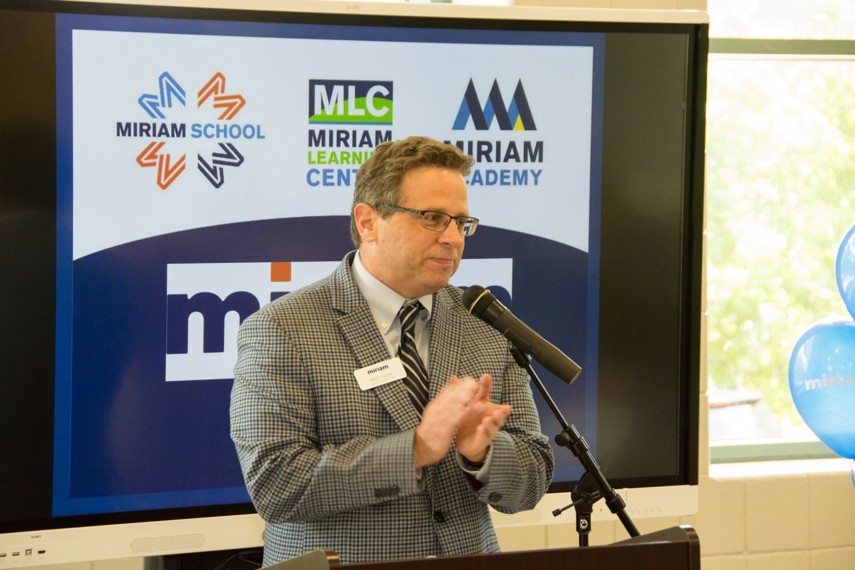 Andy Thorp, Executive Director of Miriam School speaks at the Friends of Miriam Luncheon